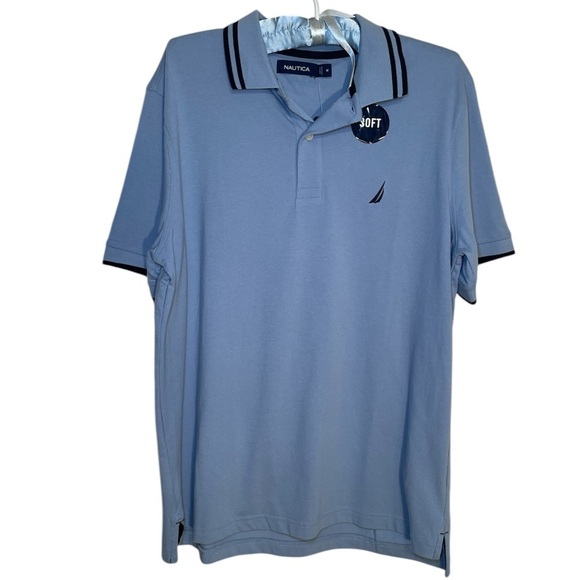 Nautica classic fit solid Blue Polo sz M - Picture 1 of 5